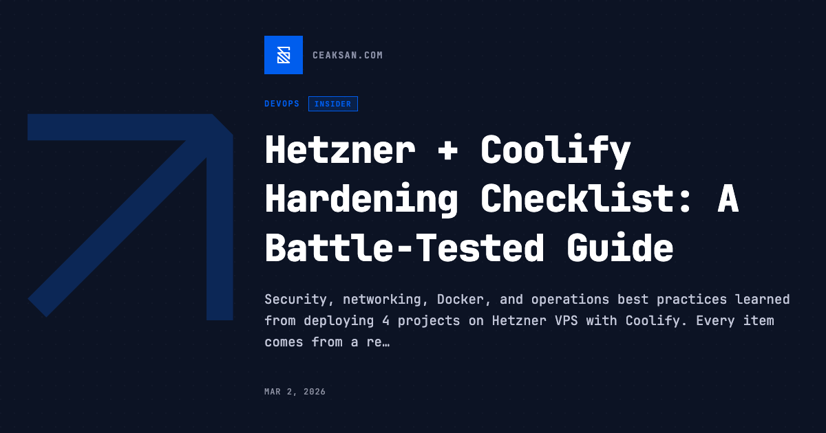 Hetzner + Coolify Hardening Checklist: A Battle-Tested Guide