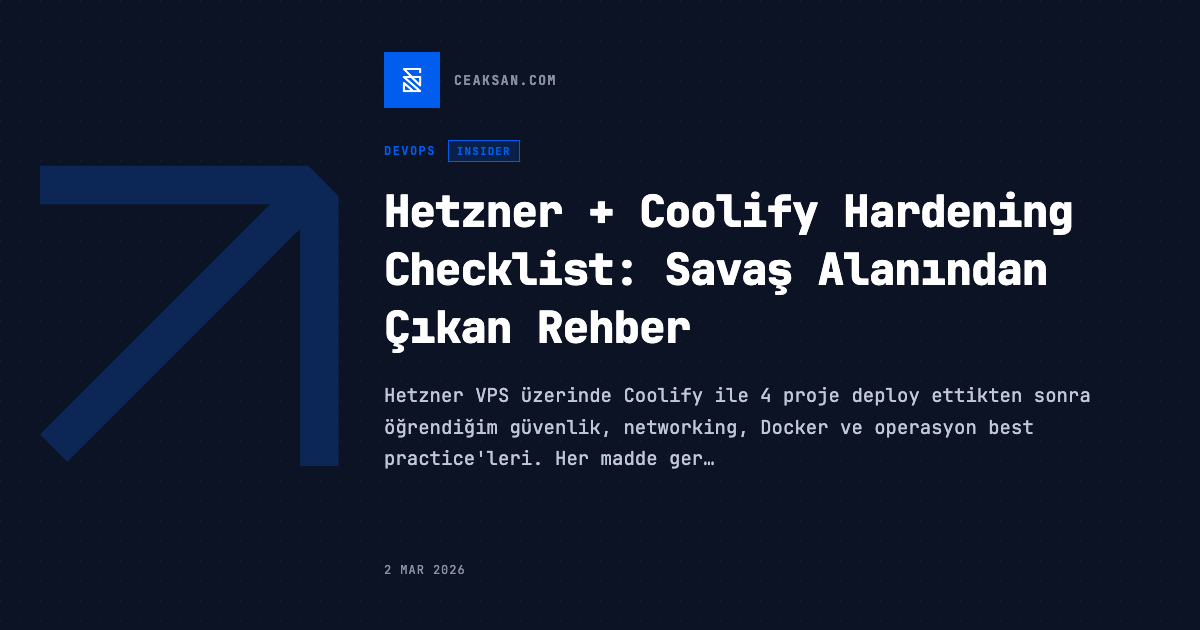 Hetzner + Coolify Hardening Checklist: Savaş Alanından Çıkan Rehber