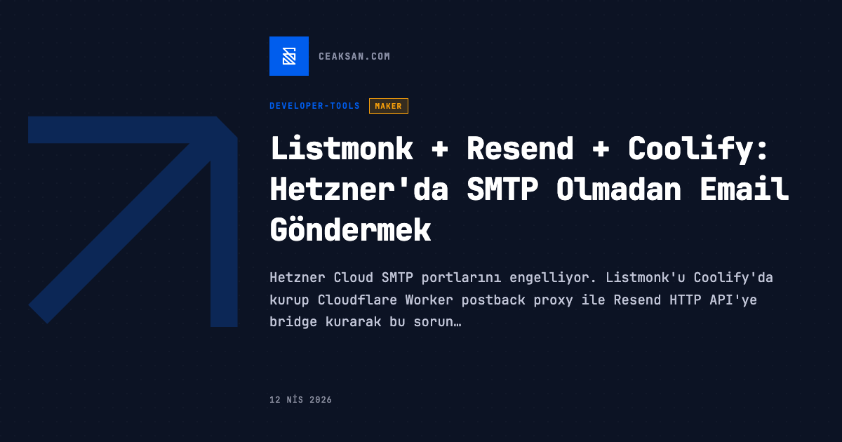 Listmonk + Resend + Coolify: Hetzner'da SMTP Olmadan Email Göndermek